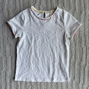 Mini Boden White Tee with Colorful Trim